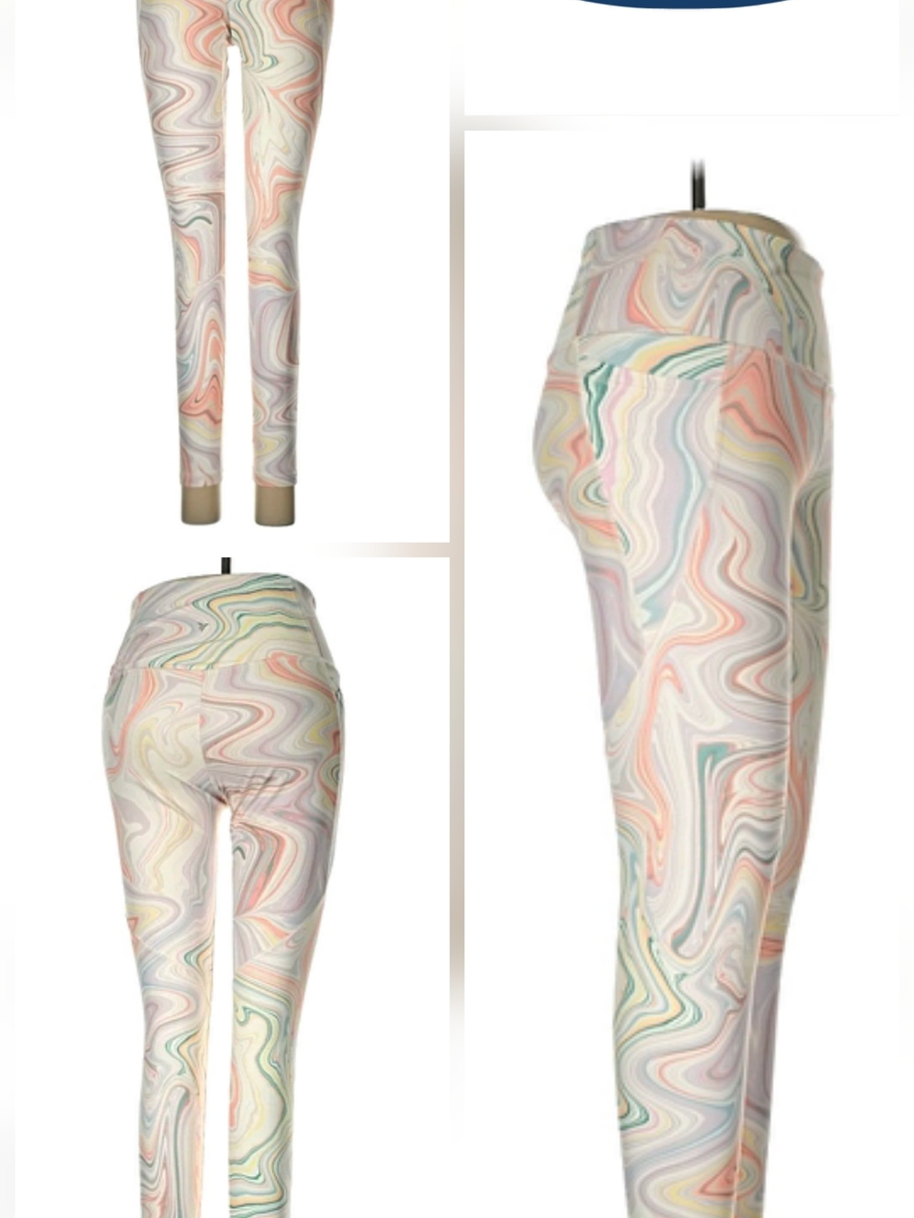 Old Navy Powersoft Go-Dry High-Rise Pastel Marbled Multi-Colored Leggings